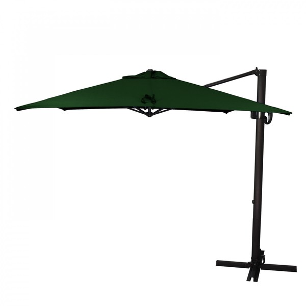 California Umbrella 8.5' Bronze Aluminum Cantilever Patio Umbrella, Sunbrella Forest Green 194061337950